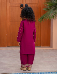 Magenta Embroidered Khadar 2 Pcs Set