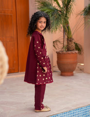 Berry Ruffle Khadar 2 Pcs Set
