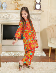 Scarlet Bloom Lawn Suit