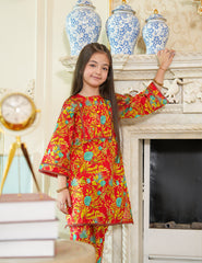 Scarlet Bloom Lawn Suit
