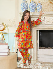 Scarlet Bloom Lawn Suit