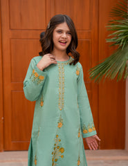 Pastel Sage Rose Khadar 2 Pcs Set