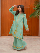 Pastel Sage Rose Khadar 2 Pcs Set
