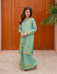 Pastel Sage Rose Khadar 2 Pcs Set
