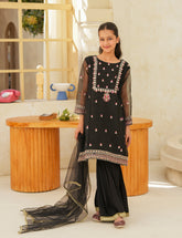 Midnight Noir Silk & Organza 3 Pcs
