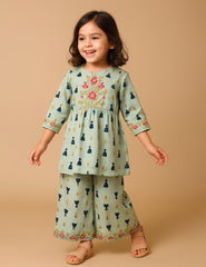 Mint Blossom 2-Piece Kurta Set
