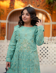 Pastel Fern Bloom Khadar 2 Pcs Set