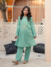 Pastel Fern Bloom Khadar 2 Pcs Set