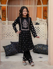 Midnight Blossom Embroidery Khadar 2 Pcs Set