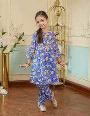 Blue Garden Cotton Lawn Suit