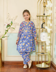 Blue Garden Cotton Lawn Suit