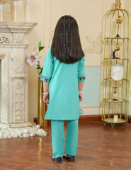 Aqua Bloom Cotton Lawn Suit