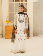 Ivory Bloom Silk & Organza 3 Pcs