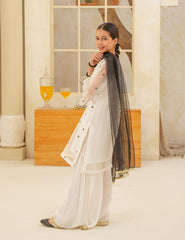 Ivory Bloom Silk & Organza 3 Pcs