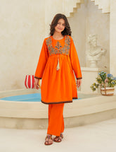 bright orange Cotton Lawn 2-Piece Set