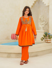 bright orange Cotton Lawn 2-Piece Set