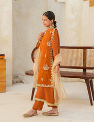 Burnt Orange Silk & Organza 4 Pcs