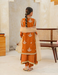Burnt Orange Silk & Organza 4 Pcs