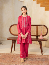 Crimson Elegance Cotton Lawn 2-Piece Set