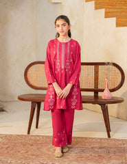 Crimson Elegance Cotton Lawn 2-Piece Set