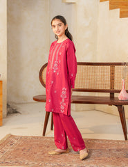 Crimson Elegance Cotton Lawn 2-Piece Set