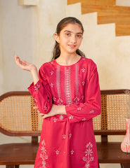 Crimson Elegance Cotton Lawn 2-Piece Set