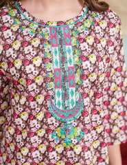 Cocoa Bloom Embroidered Cotton Lawn Suit