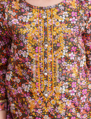 Midnight Blossom Cotton Lawn Suit