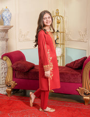 Scarlet Elegance Cotton Lawn Suit