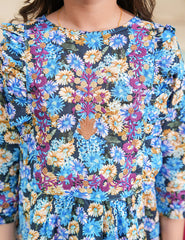 Blue Blossom Cotton Lawn Suit