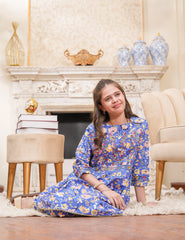 Indigo Bloom Cotton Lawn Suit