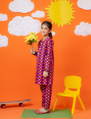 Magenta Polka Dot Khadar 2 Pcs Set