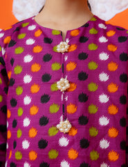 Magenta Polka Dot Khadar 2 Pcs Set