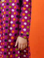 Magenta Polka Dot Khadar 2 Pcs Set