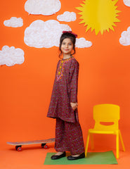 Burgundy Bloom Khadar 2 Pcs Set