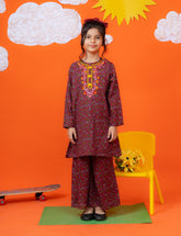 Burgundy Bloom Khadar 2 Pcs Set