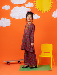 Burgundy Bloom Khadar 2 Pcs Set