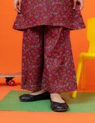 Burgundy Bloom Khadar 2 Pcs Set