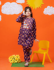 Deep Purple Patchwork Khadar 2 Pcs Set