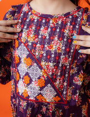 Deep Purple Patchwork Khadar 2 Pcs Set