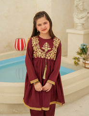 Maroon Embroidered Cotton Lawn 2-Piece Set
