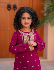 Magenta Embroidered Khadar 2 Pcs Set