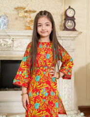 Scarlet Bloom Lawn Suit