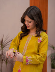 Sunlit Mustard Khadar 2 Pcs Set