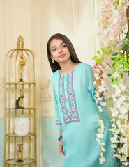 Aqua Serenity Cotton Lawn Suit