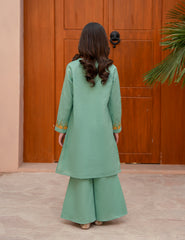 Pastel Sage Rose Khadar 2 Pcs Set