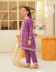 Violet Silk & Organza 3 Pcs