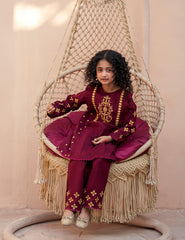 Maroon Royale  Khadar 2 Pcs Set