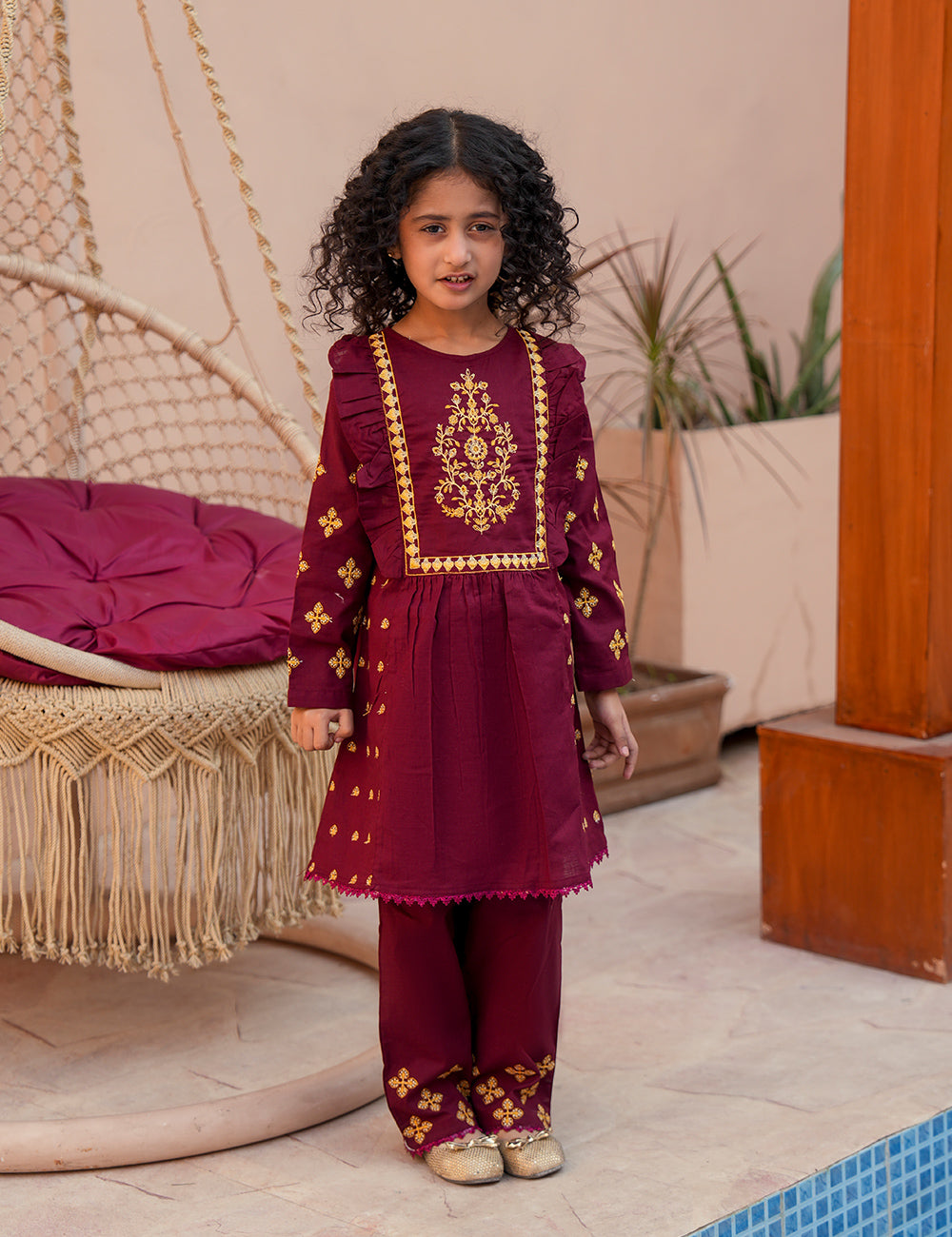 Maroon Royale  Khadar 2 Pcs Set