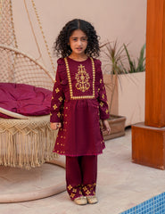 Maroon Royale  Khadar 2 Pcs Set